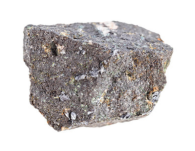 辉钼矿地质采集中天然矿物样本的封闭白色背景中分离的莫利布登岩矿石背景