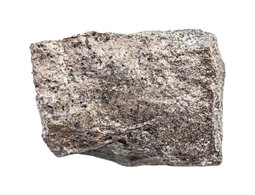 地质采集中自然矿物样本的封闭白色背景中分离的粗皮热岩磁铁石图片