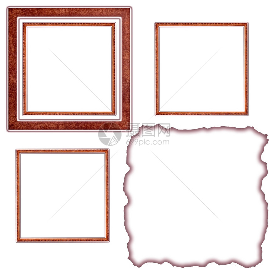 质地框架旧皮革剪贴簿材料图片