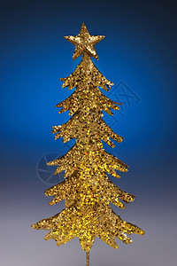 金色配饰的圣诞树图片