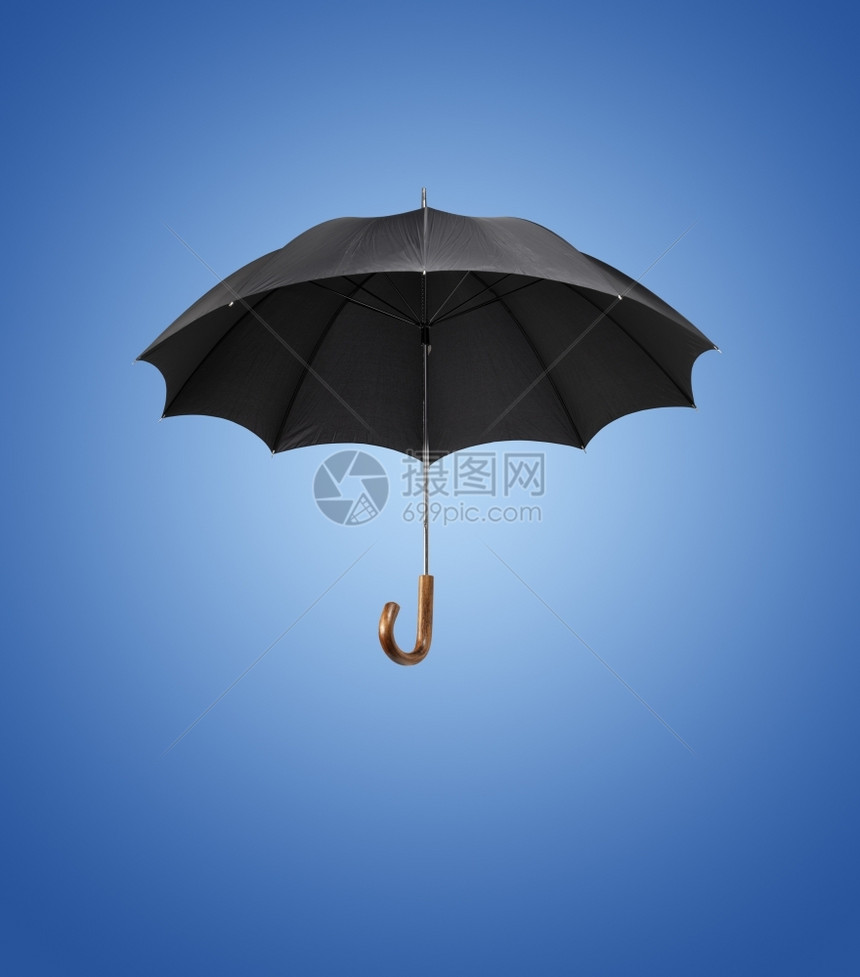 蓝色的黑背景旧黑保护伞老的图片