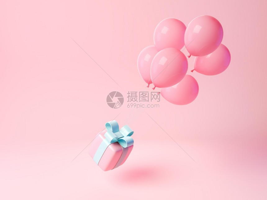 生日丰富多彩的带飞气球包装礼品照片图片