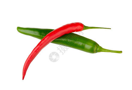 白色背景的两片辣椒辛的蔬菜胡椒背景图片