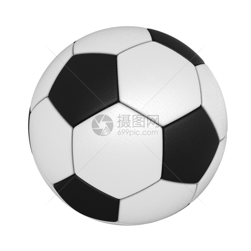 3d足球在白色背景上隔离成形白色的插图超过图片