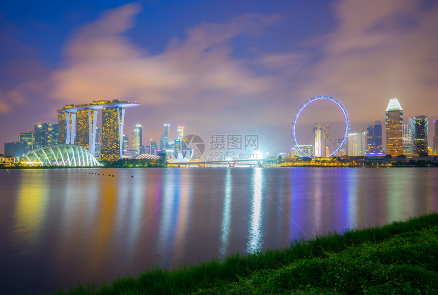 地标城市景观弹幕新加坡首都MarinaBarbarage的夜景天际新加坡城市线图片