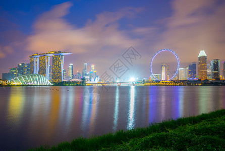 地标城市景观弹幕新加坡首都MarinaBarbarage的夜景天际新加坡城市线图片