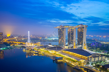 新加坡城市建筑夜景图片