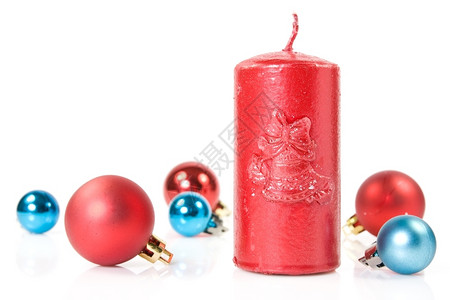 圣诞蜡烛和装饰品背景图片