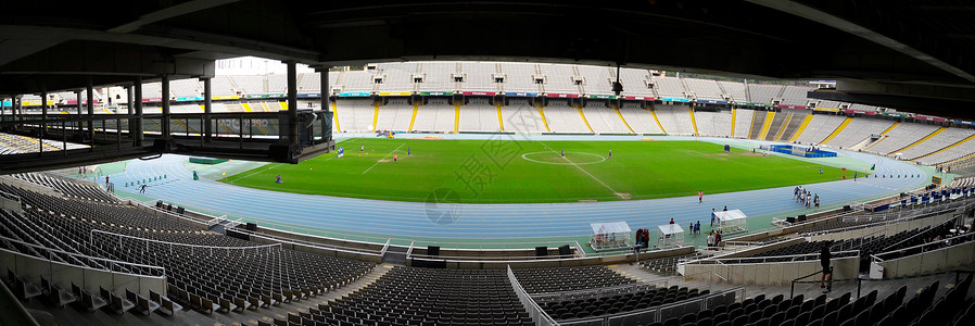 克巴塞罗那洛纳西班牙奥运体育场地标建筑全景旅游背景图片