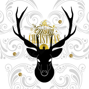 鹿头圣诞节装饰背景图片