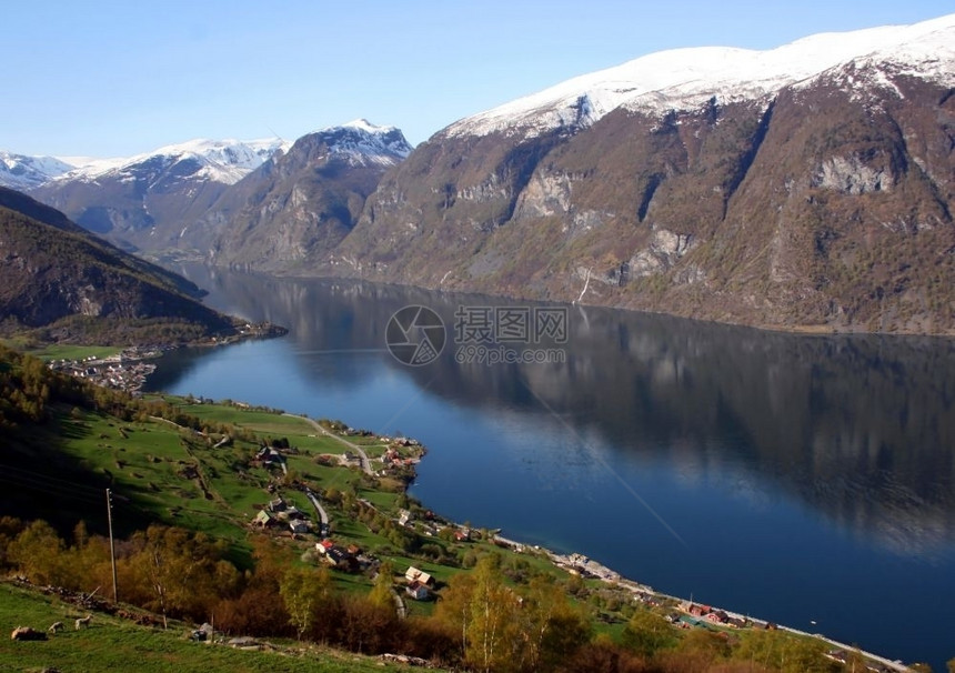 自然旅游挪威峡湾的景观水图片