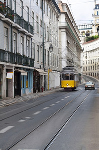 旅游街道里斯本市葡萄牙社论街景电车04921有轨电车图片
