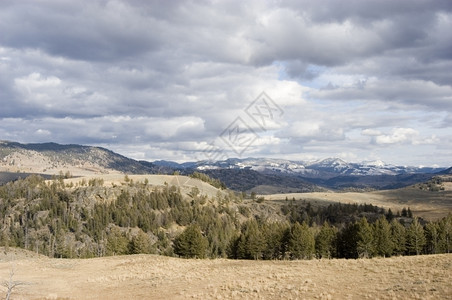 黄石公园NP天空山脉景观图片