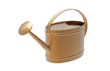 铜白背景上孤立的水壶用桶使成为培育背景图片