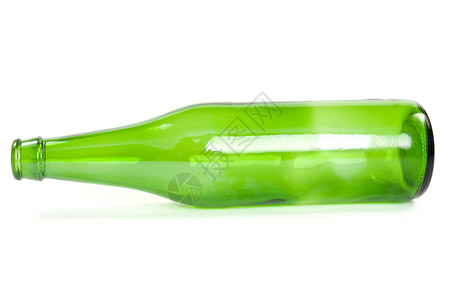 白色背景的空绿啤酒瓶空精子白色的图片
