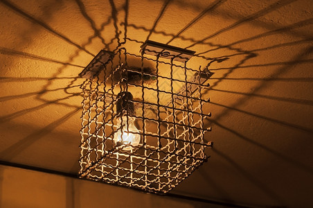 电天花板关在笼子里的灯泡防盗保护图片