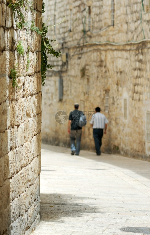 城市天户外以色列耶路撒冷老城街的旧口图片