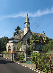 旅游建筑学行意大利贝拉焦镇小教堂地标建筑图图片