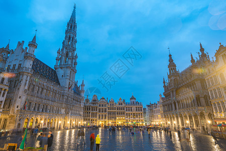 比利时布鲁塞尔大广场夜景风光图片