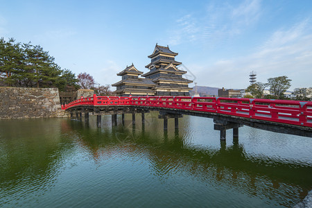 松本城与红桥背景图片