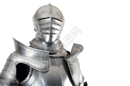 中世纪骑士的盔甲金属保护士兵不受对手冲撞金属保护古老的头盔优质图片