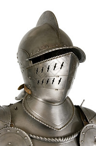 历史的古董铁中世纪骑士的盔甲金属保护士兵不受对手冲撞金属保护图片