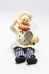 帽子用锅陶瓷雕像作厨师笑平底锅玩具娃图片