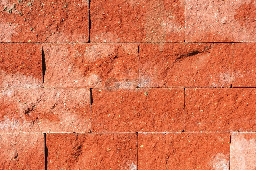 质地纹理粗糙矩形红石墙砖工图片