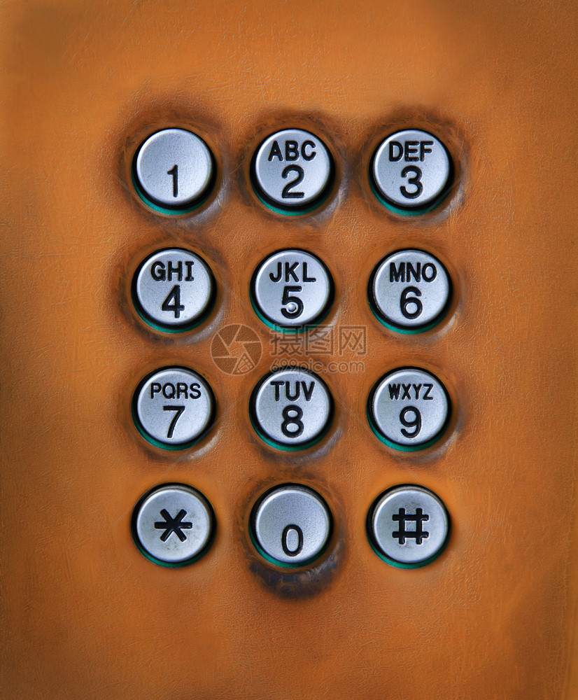 展示数字符号象征旧用公电话拨号按钮图片