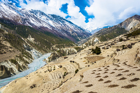 山间的美景和草地图片