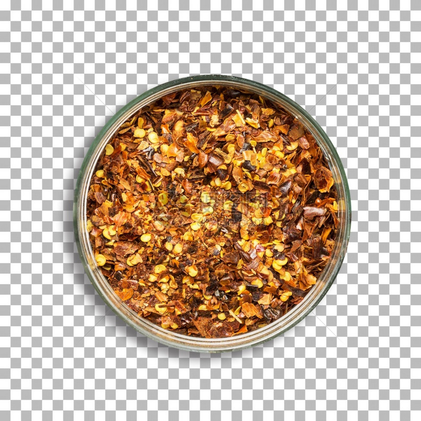 健康食物胡椒以透明背景隔离的干燥红辣椒粉图片