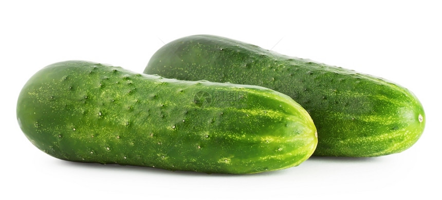 蔬菜有机的食物两块成熟黄瓜被白本孤立图片