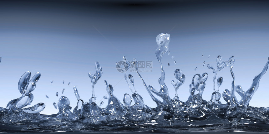 抽象的球形Hhdri蓝色水溅图渲染图片