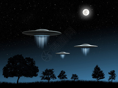 外星人使成为宇宙夜间背景下飞碟ufo的3d渲染图片