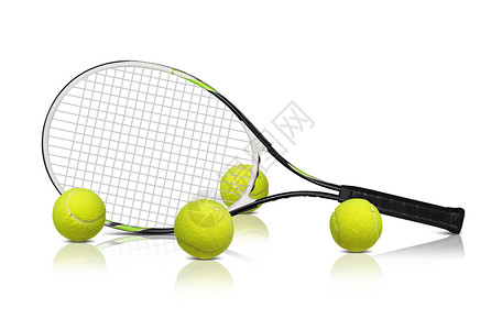 网球和打在白色背景上被孤立活动处理娱乐背景图片
