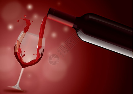 红葡萄酒灌装玻璃溅空白的填充图片
