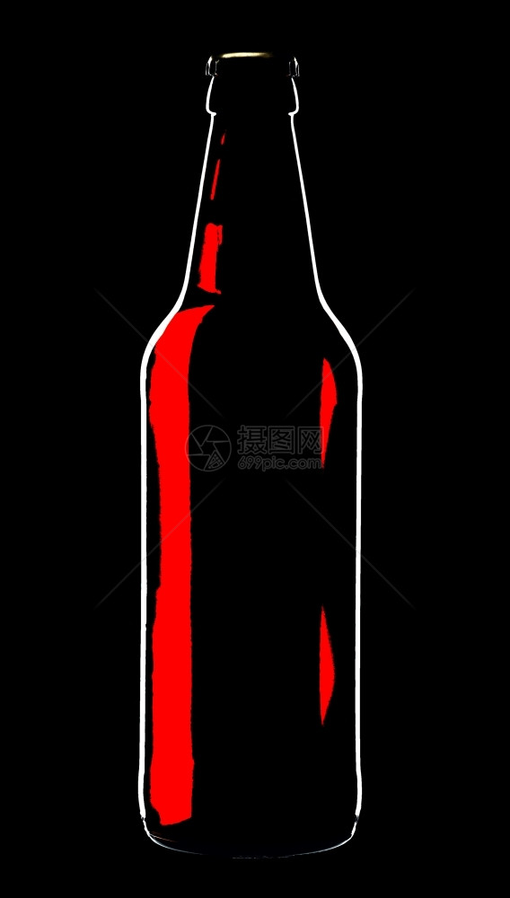一种来自棕色玻璃的啤酒瓶以黑色背景与世隔绝反射液体图片