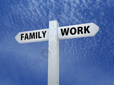 目的以家庭与工作为词的家庭与工作标志牌蓝色的插图图片