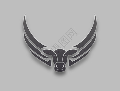翅膀纹身素材哺乳动物形象的奶牛头概念插图翅膀设计图片