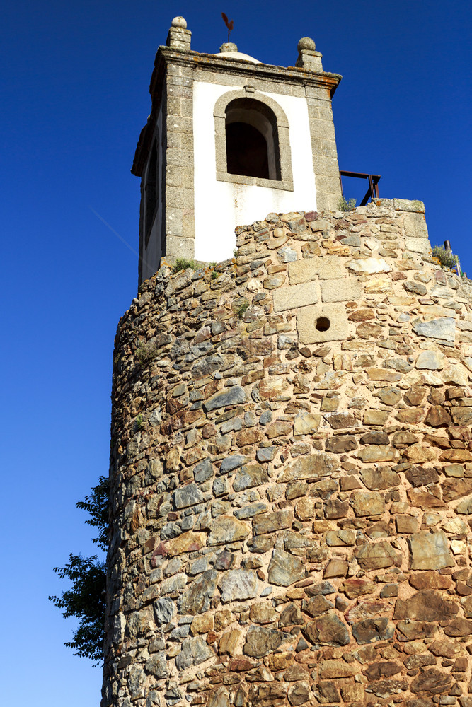 巴比肯历史在葡萄牙古老的CasteloRodrigo村以风箱看时钟塔一种图片
