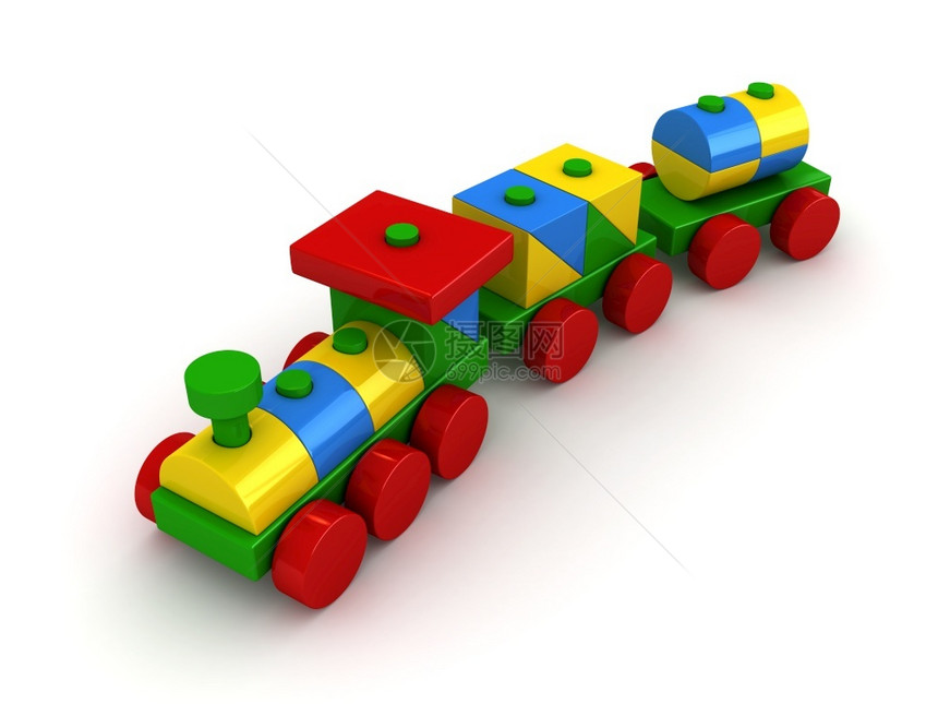 3d白色背景的玩具火车铁路白色的丰富多彩图片