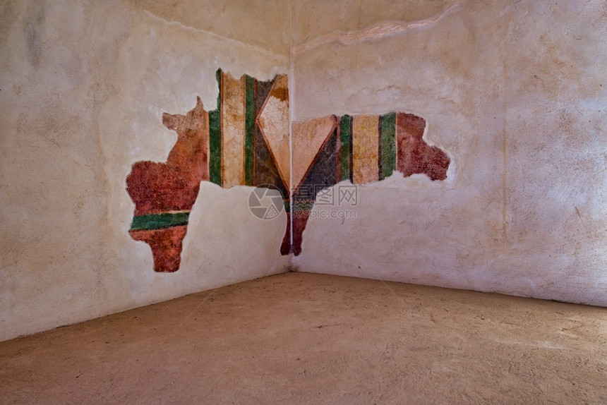 以色列Masada宫内墙上油漆的壁耶路撒冷内部的考古学图片