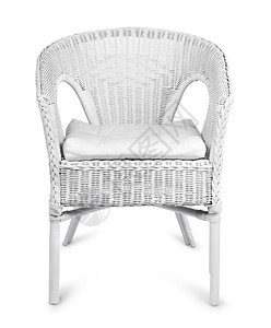在白色背景上被孤立的白翼椅子甘蔗自然扶手椅图片