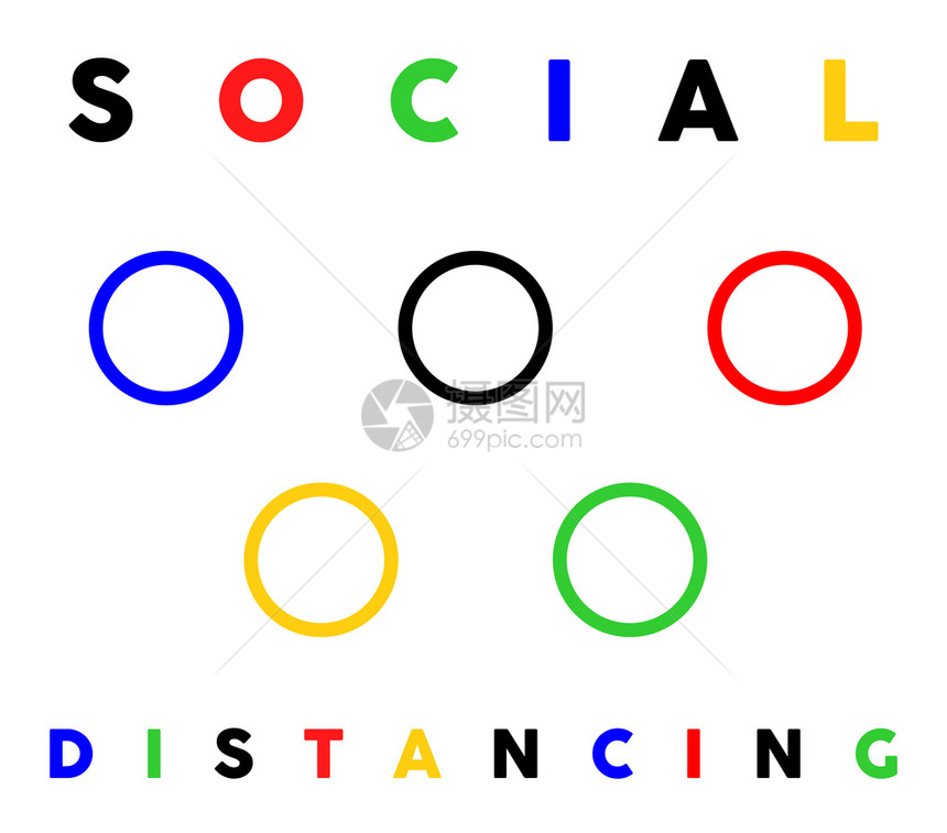 Coronacovid流行奥林匹克环社会悬殊插图的停留戒指图片