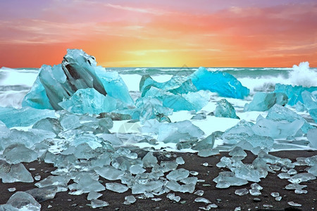 冰岛沙滩结冰图片