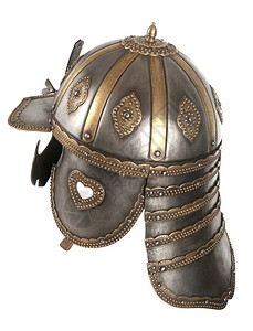 盔甲金属中世纪骑士的铁头盔非常重的老图片