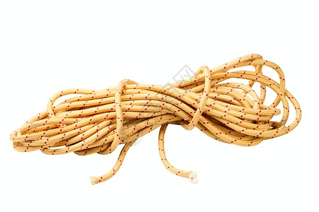 细绳套索白色的卡普龙绳索孤立在白色背景上图片