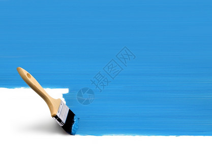 画笔在白色背景上画蓝垂直表面区域画笔蓝色区域湿的艺术图片