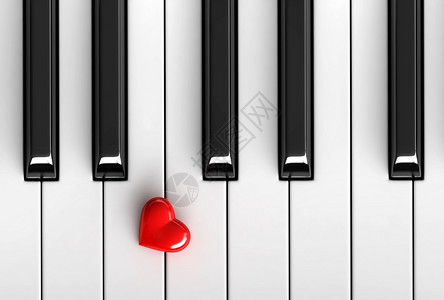 钢琴黑白键上的爱心图片