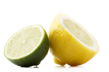 绿色香橼斯塔克一半柠檬和石灰一半柠檬和石灰在白色背景图片